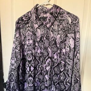Large Women’s Purple Snakeskin Button Up/Button Down/Blouse/Dress Shirt